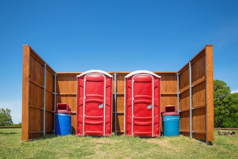 Short-term porta potty units staged for delivery in Wedgefield, South Carolina